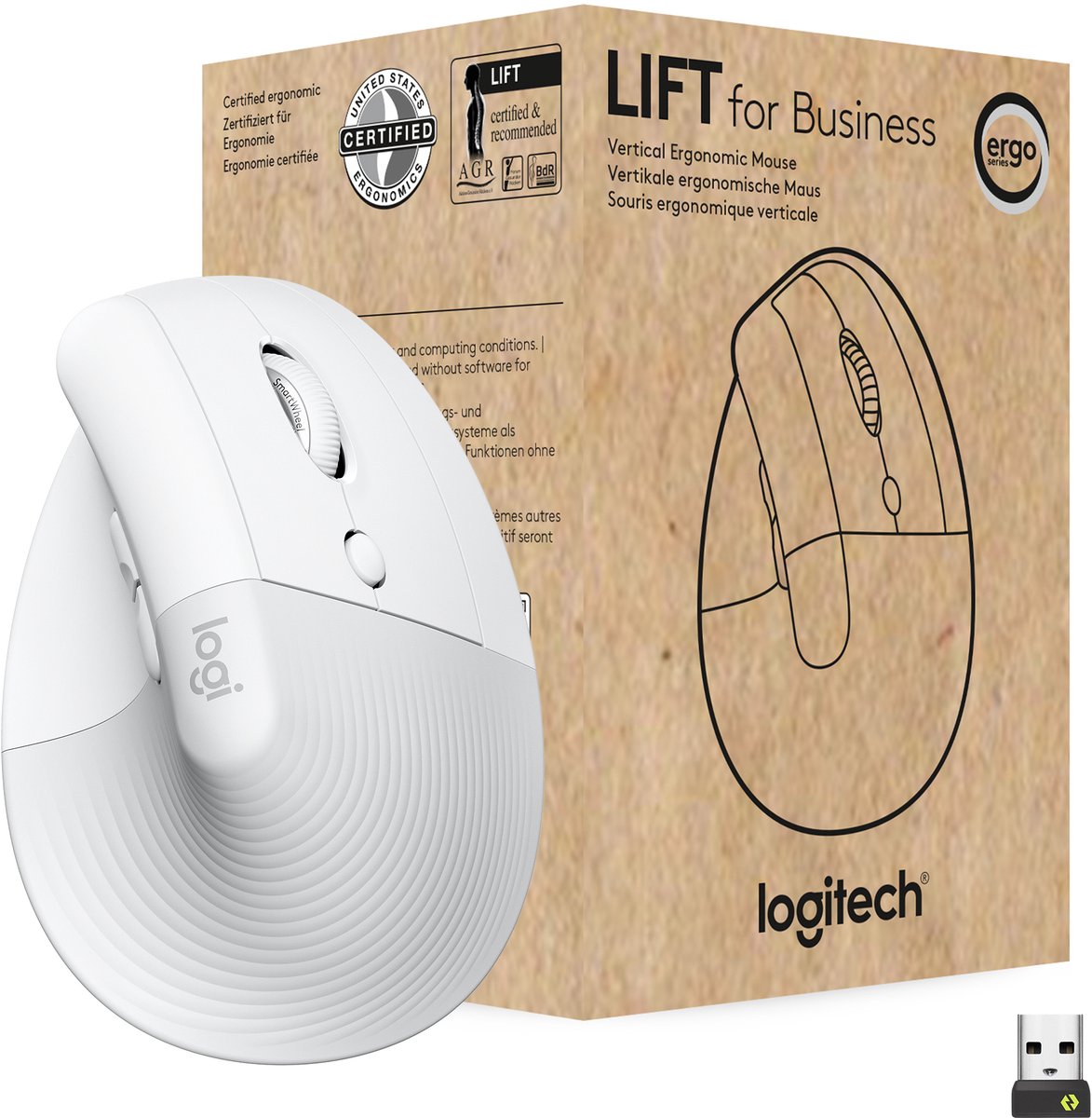 Logitech Lift for Business muis Rechtshandig RF-draadloos + Bluetooth Optisch 4000 DPI