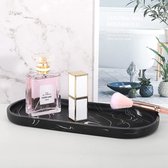 Jewelry Organizer Oval Resin Tray, Bathroom Kitchen Dresser Vanity Tray Jewelry Dish Ring Holder Cosmetic Organizer for Candle Perfume Soap Shampoo Small Plant Home Decor, Matte Ink Black