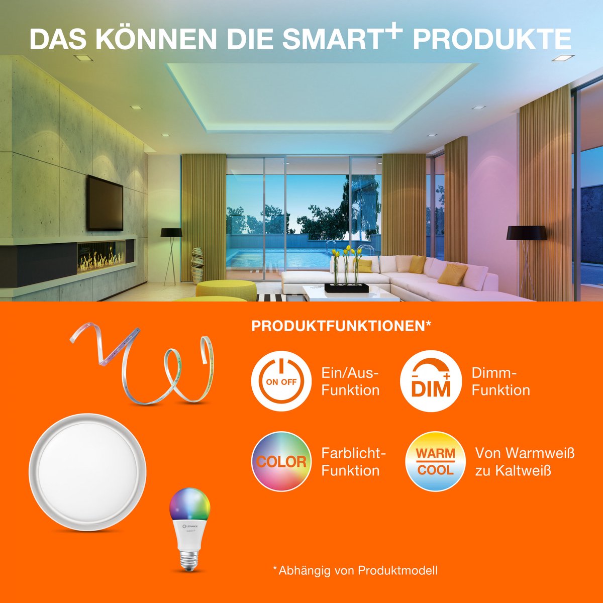 LEDVANCE smart+ standard 60w/rgbw frosted e27 zigbee