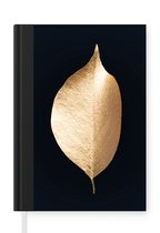 Notitieboek - Schrijfboek - Bladeren - Goud - Zwart - Planten - Luxe - Notitieboekje klein - A5 formaat - Schrijfblok