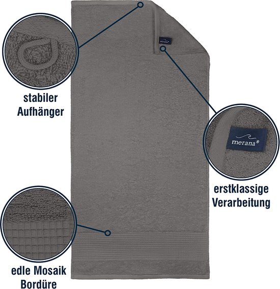 Magano Luxe handdoeken set grijs | 2x douchehanddoek 70x140 cm | bamboe & katoen | 600g / m² premium kwaliteit | badhanddoeken groot | set van 2 ( steengrijs