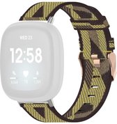 By Qubix geschikt voor Fitbit Versa 3 - Fitbit Versa 4 - Fitbit Sense 1 - Fitbit Sense 2 Canvas nylon bandje - Geel Smartwatchbandje bandje Armband Polsband Strap Band Watchband