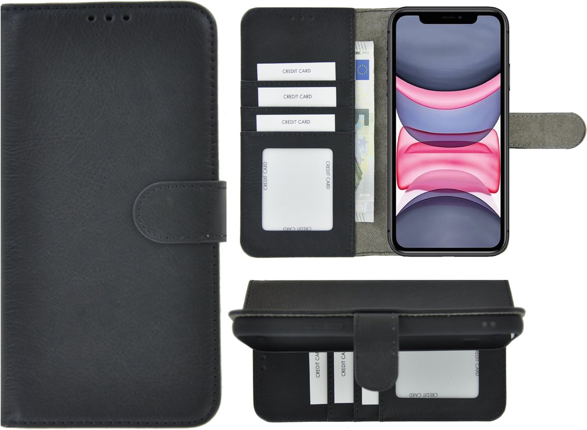 Hoesje Geschikt voor iPhone 11 - iPhone 11 Book Case Wallet Zwart Cover