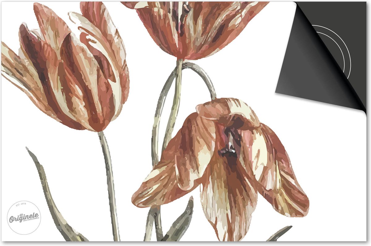 Inductie beschermer 77x51 - afdekplaat inductie mat - Dietrix Kookplaat beschermer - DELUXE - Botanical - Wilde Tulp