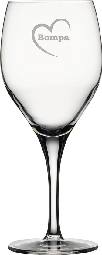 Witte wijnglas gegraveerd - 34cl - Bompa-hartje