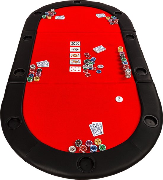 Thumbnail van een extra afbeelding van het spel Poker Tafelblad - Pokermat - Pokerkleed - Poker tafelkleed - Pokertafel inklapbaar - Pokertafel - Pokertop - Poker - Voor 10 spelers - 208 x 106 x 3 cm - Blauw