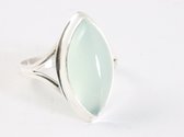 Hoogglans zilveren ring met aqua chalcedoon - maat 16.5