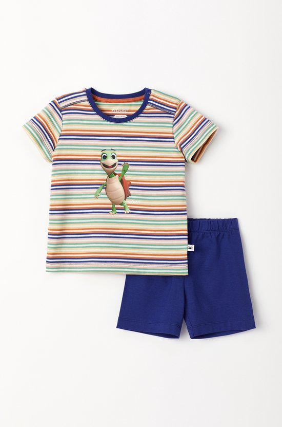Woody pyjama baby unisex - multicolor gestreept - schildpad - 231-3-PUS-S/906 - maat 74