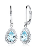 Elli Dames Oorbellen Dames Drop Feestelijk Elegant met Cubic Zirconia Kristallen en Topaas Edelsteen Blauw in 925 Sterling Zilver