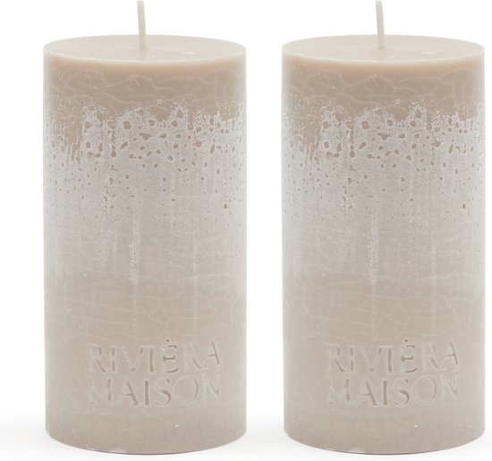 Riviera Maison Kaarsen - Stompkaarsen - Pillar Candle ECO7x13 - Beige - 1 Stuks