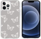 iMoshion Hoesje Geschikt voor iPhone 13 Pro Hoesje Siliconen - iMoshion Design hoesje - Grijs / Butterfly