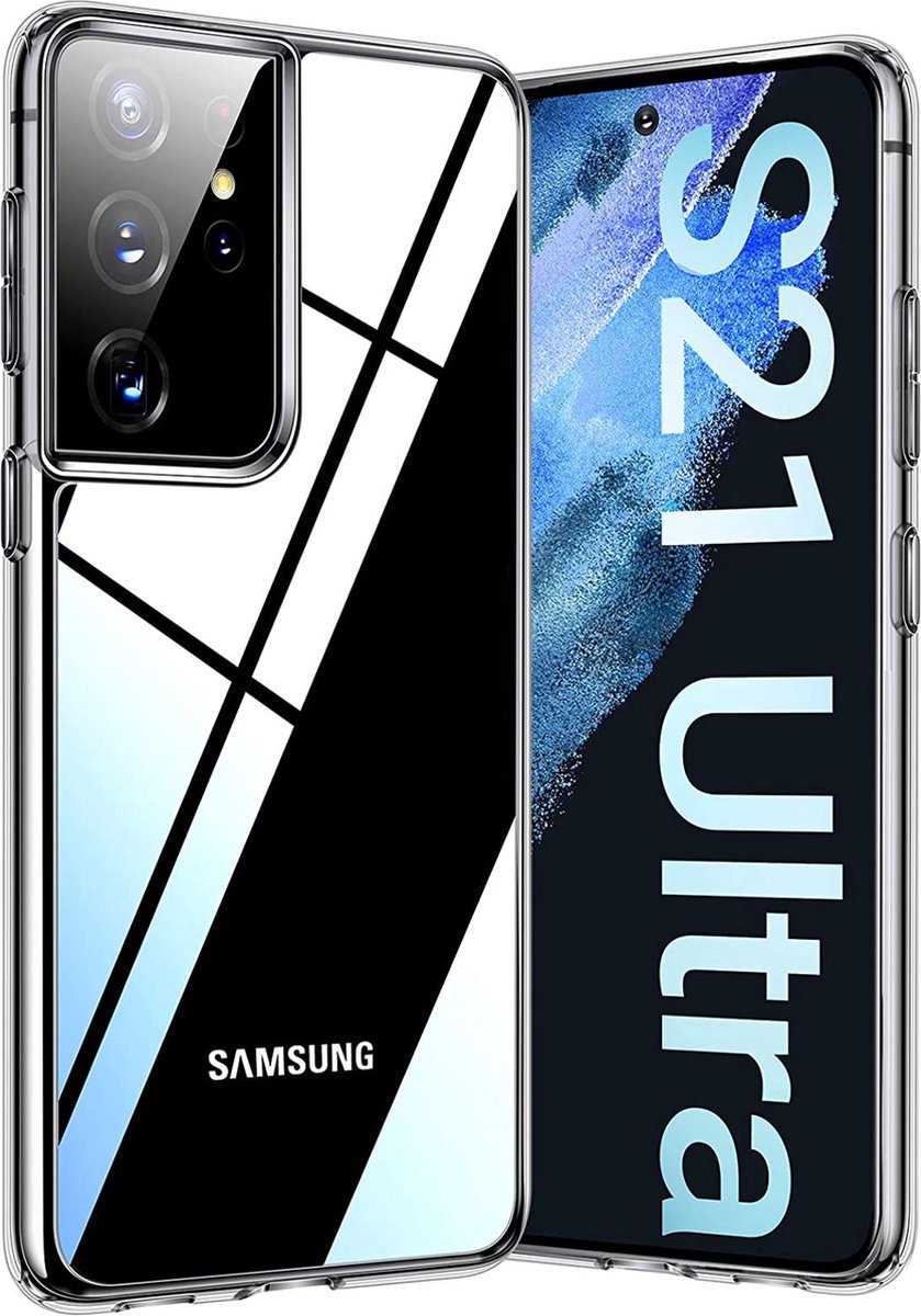 Samsung S21 Ultra Hoesje Transparant Siliconen Hoes Case Cover - Samsung Galaxy S21 Ultra Hoesje extra stevig
