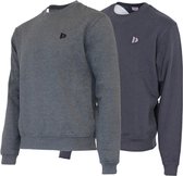 2-Pack Donnay - Fleece sweater ronde hals (Dean) - Sporttrui - Heren - Charcoal-marl/Navy (1397) - maat XXL