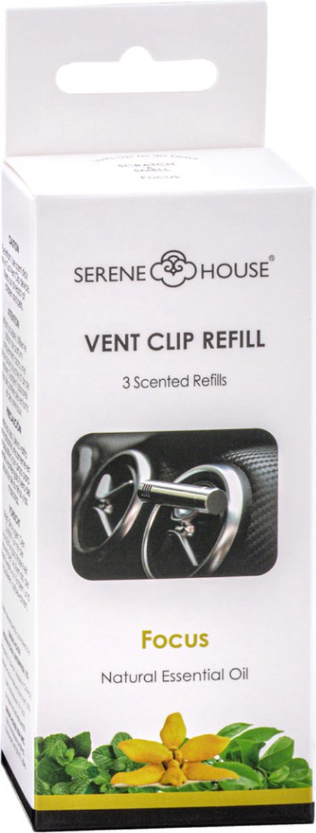 Serene House Car Scent Vent Clip navulling (3x) - Focus