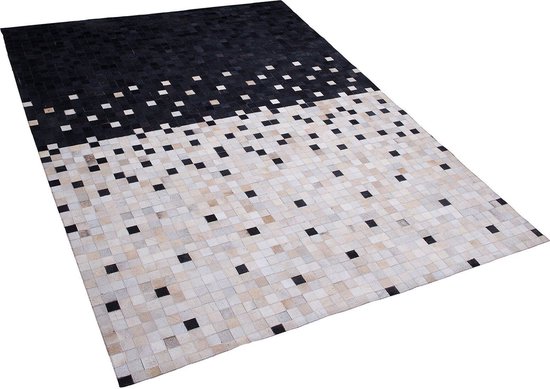 ERFELEK - Patchwork vloerkleed - Zwart - 160 x 230 cm - Leer