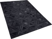 KASAR - Laagpolig vloerkleed - Zwart - 140 x 200 cm - Koeienhuid leer