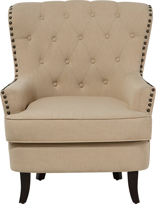 VIBORG - Chesterfield fauteuil - Beige - Polyester