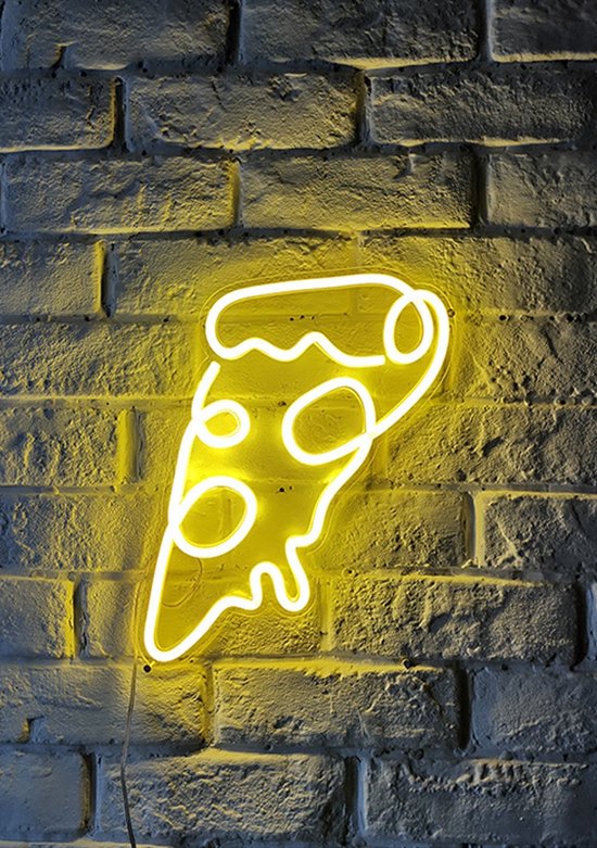 OHNO Neon Verlichting Pizza - Neon Lamp - Wandlamp - Decoratie - Led - Verlichting - Lamp - Nachtlampje - Mancave Decoratie - Neon Party - Kamer decoratie aesthetic - Wandecoratie woonkamer - Wandlamp binnen - Lampen - Neon - Led Verlichting - Geel