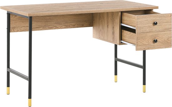 Beliani ABILEN - Bureau - Couleur bois clair - Panneau de fibres de bois