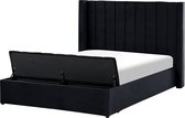 NOYERS - Bed met opbergruimte - Zwart - 140 x 200 cm - Fluweel