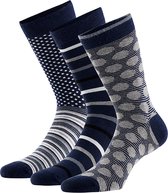Apollo - Bamboe sokken met motief - Blauw - 6 Paar - Maat 43/46 - Herensokken - Duurzame sokken - Bamboe - Bamboo