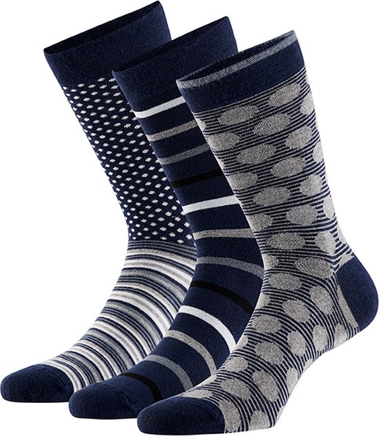 Apollo - Bamboe sokken met motief - Blauw - 6 Paar - Maat 43/46 - Herensokken - Duurzame sokken - Bamboe - Bamboo