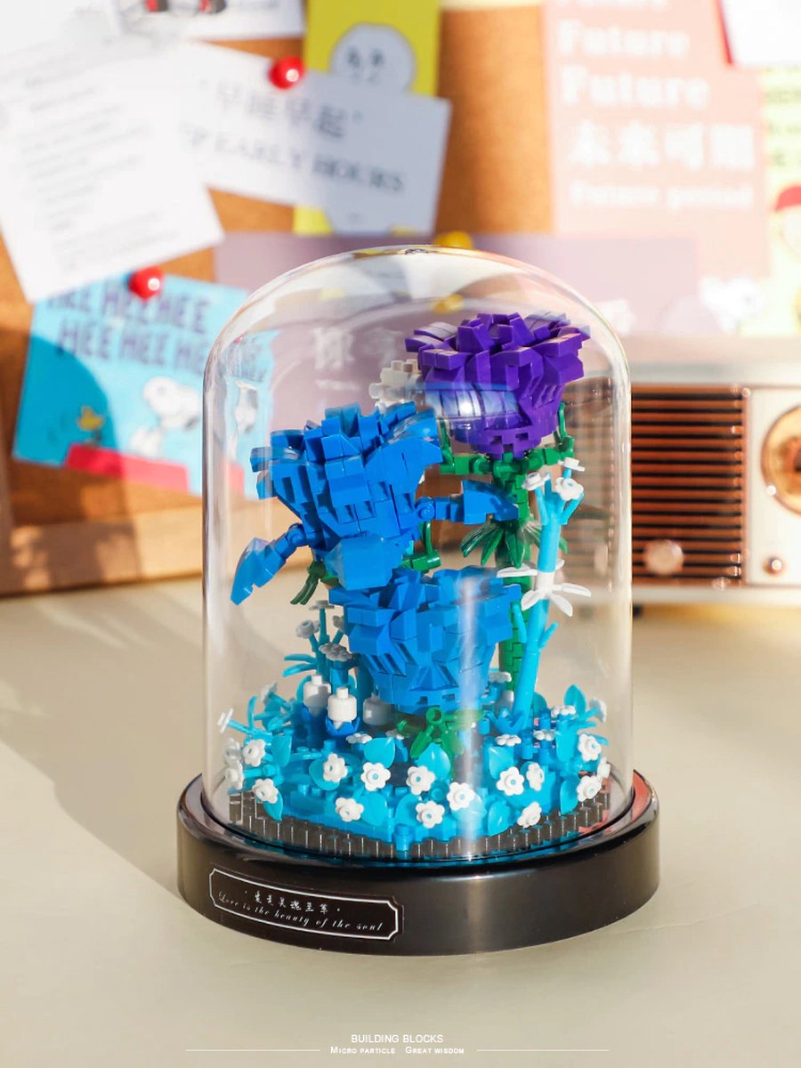 Balody Blue Enchantress Nanoblocks Bloemen bouwset / 3D puzzel 630 bouwsteentjes bol