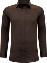 Luxe Bijzondere Heren Overhemden - Slim Fit - 3084- Bruin