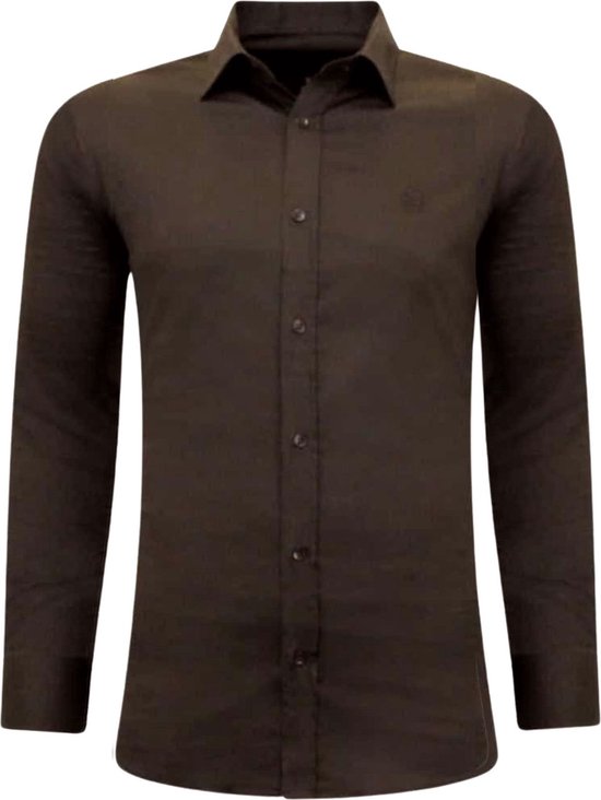 TONY BACKER Chemises Spéciales De Luxe Hommes - Coupe Slim Fit - 3084- Marron - Tailles: L