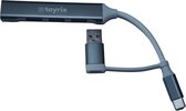 Tayrix USB Hub - grijs - Splitter - 4 USB 3.0 A Poorten -