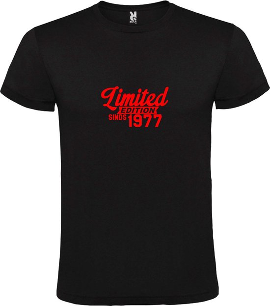Zwart T-Shirt met “Limited sinds 1977 “ Afbeelding Rood Size M
