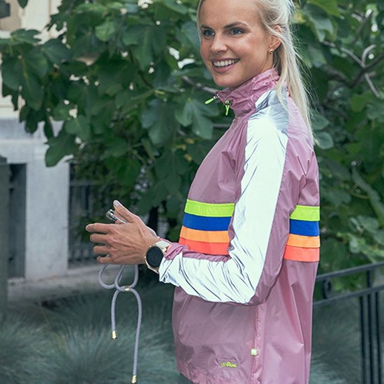 Veste Coupe-vent GoFLUO Sunrise – Rose Doux – Taille M – Running – Neuf
