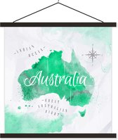 Affiche scolaire - Australie - Wereldkaart - Aquarelle - 90x90 cm - Lattes noires