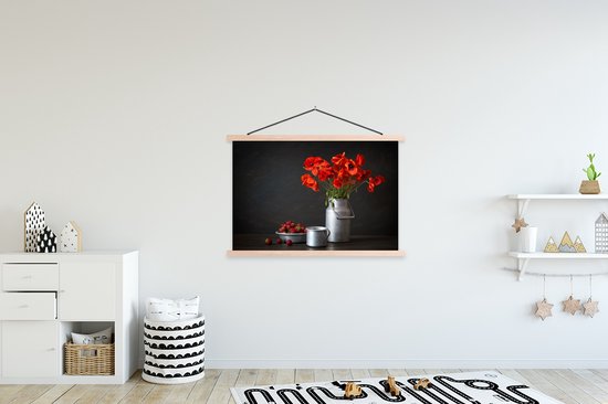 Affiche scolaire - Nature morte - Coquelicots - Pot à lait - 120x80 cm - Lattes vierges