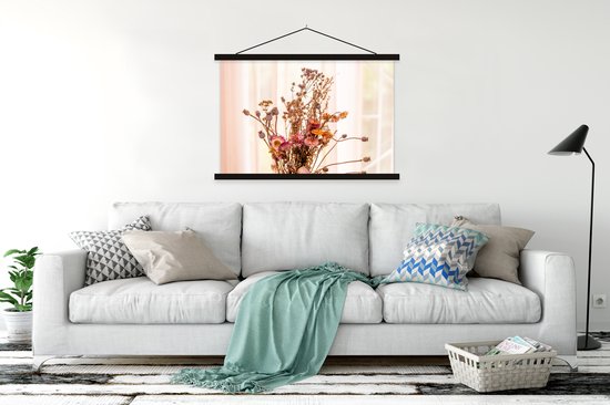 Porte-affiche avec affiche - Affiche scolaire - Fleurs séchées - Nature morte - Couleurs - 120x80 cm - Lattes noires