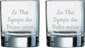 Whiskeyglas gegraveerd - 20cl - Le Plus Sympa des Beaux-pères & La Plus Sympa des Belles-mères