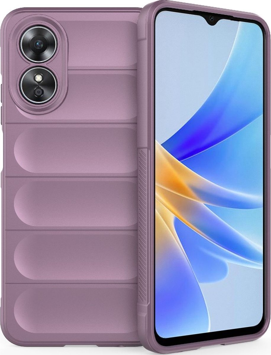 Mobigear Hoesje geschikt voor OPPO A17 Telefoonhoesje Flexibel TPU | Mobigear Bumpy Backcover | A17 Case | Back Cover - Paars