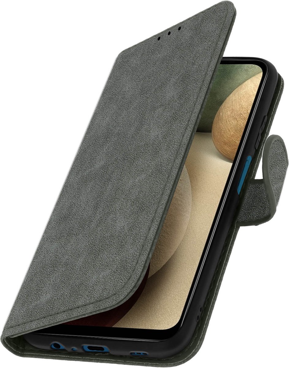 Geschikt voor Samsung Galaxy A12 Bookcover Video Support Functie grijs