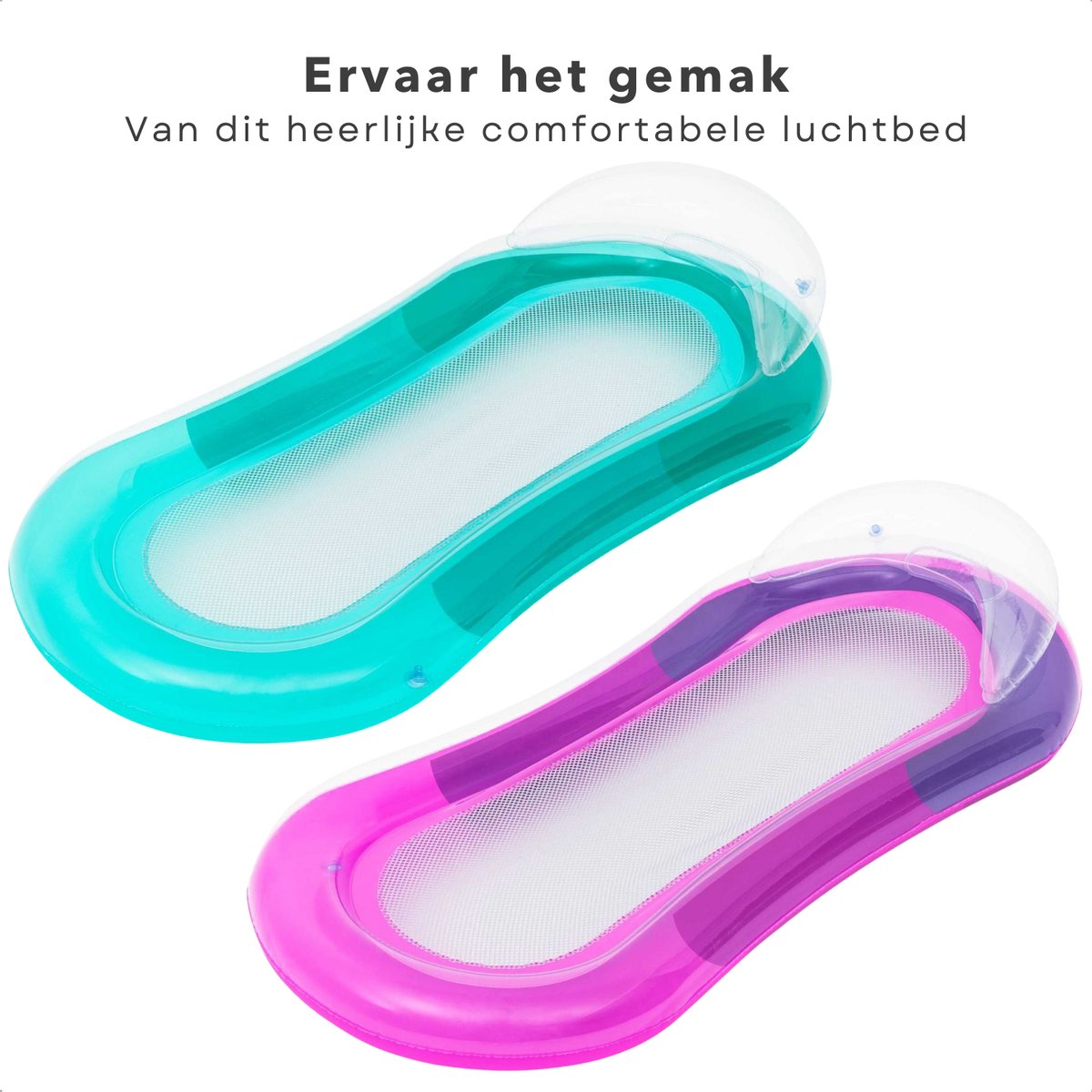 Cheqo® Luchtbed voor Zwembad Opblaasbaar Bed voor Zwembad Loungebed Met Netbodem...