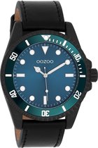 OOZOO Timepieces - Zwarte horloge met zwarte leren band - C11118