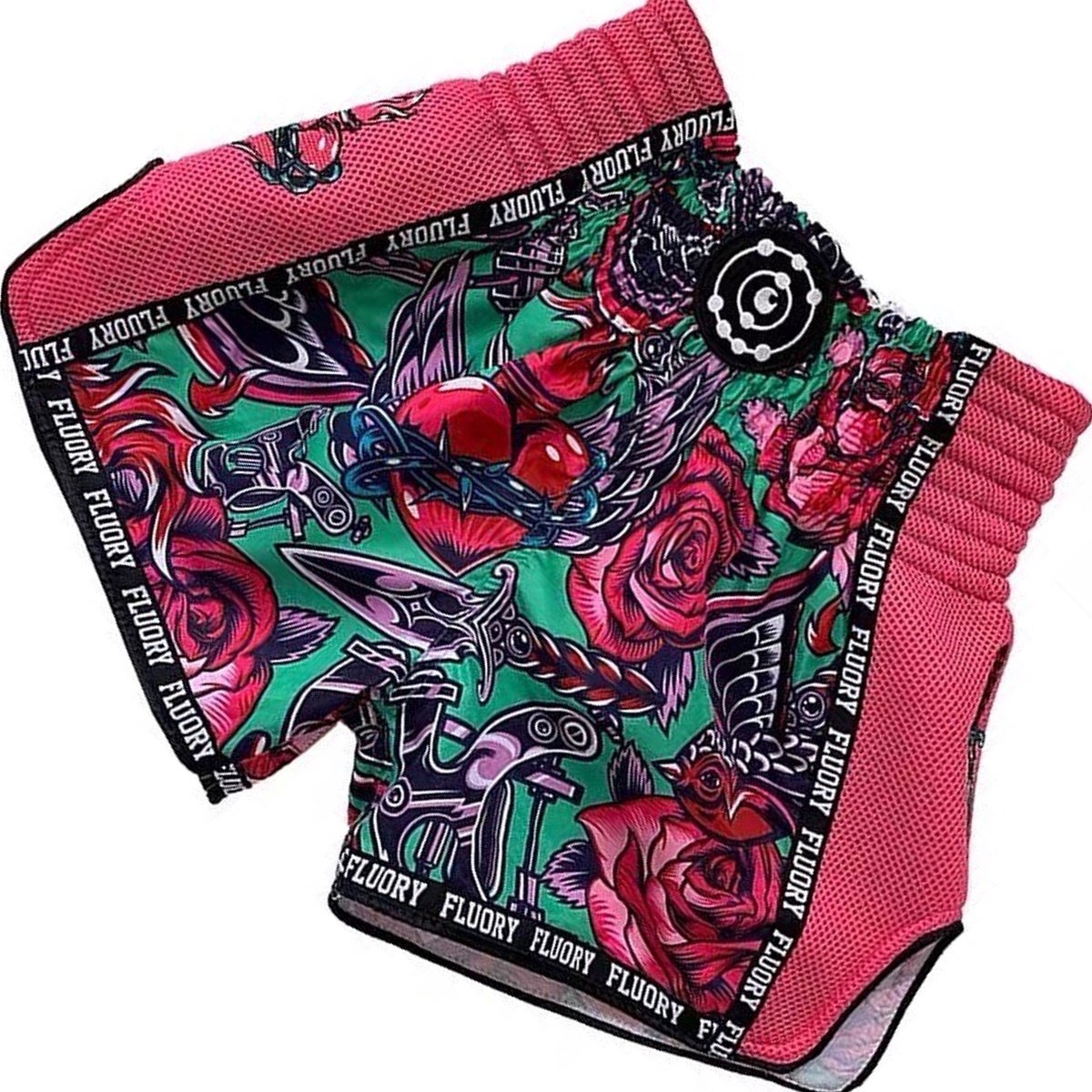 Fluory Muay Thai Kickboxing Shorts Roze Groen MTSF90A - M