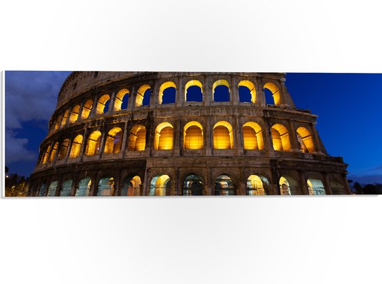 PVC Schuimplaat - Het Collosseum in Rome Italie in de Avond - 60x20 cm Foto op PVC Schuimplaat (Met Ophangsysteem)