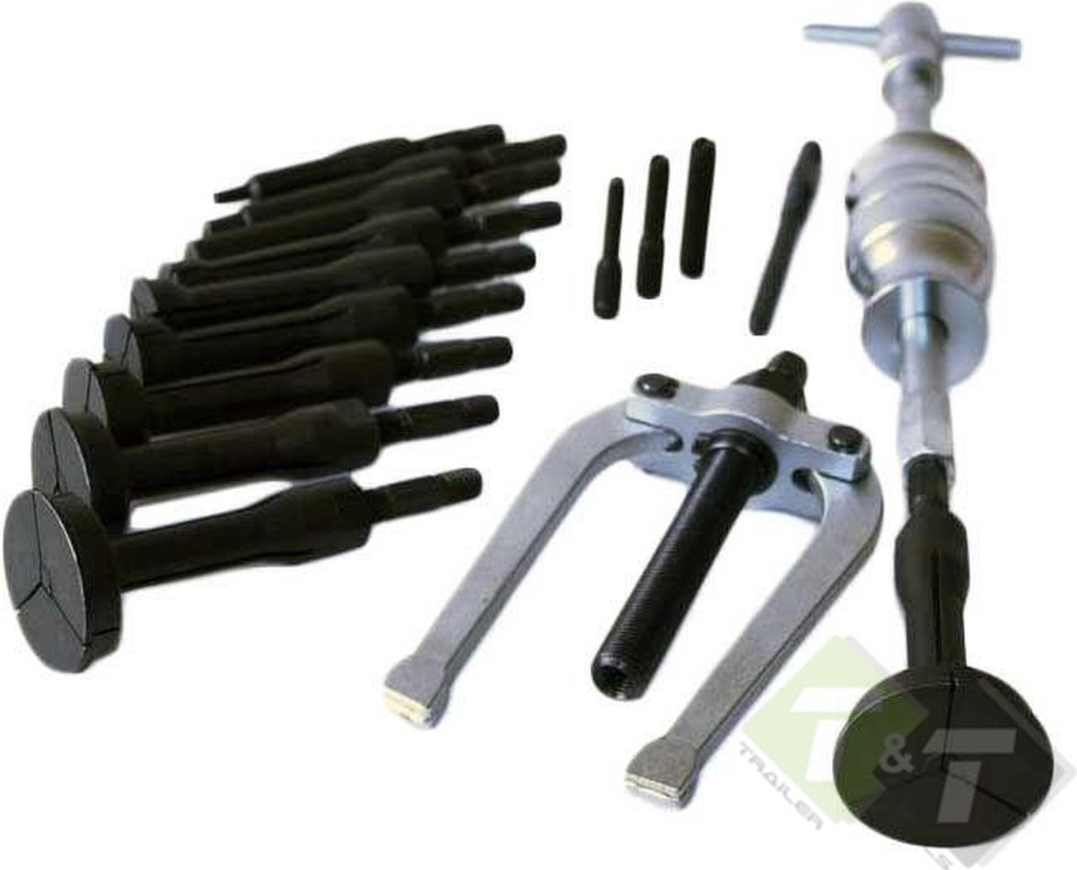 LLCTOOLS Kfz Dog binnenlager trekker, kogellager trekker, speciaal autogereedschap, basisgat lagertrekker, 16-delige gereedschapset met een glijhamerset