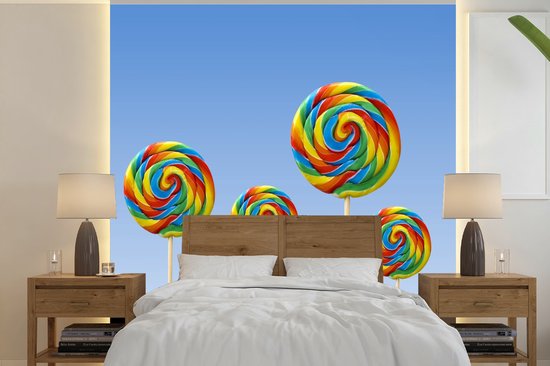 Behang - Fotobehang Groep gekleurde lollies - Breedte 350 cm x hoogte 350 cm