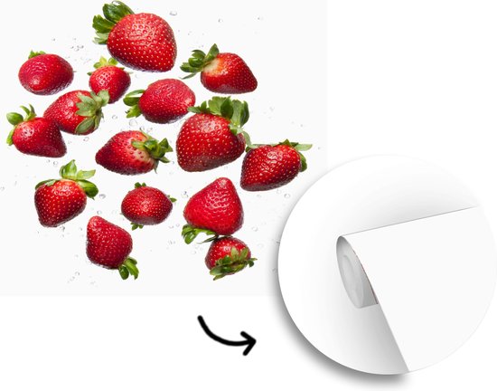 Fond d' écran - Papier peint photo - doux et fraises juteuses sur le fond blanc - Largeur 200 cm x Hauteur 220 cm