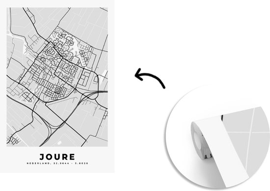Papier peint - Papiers Papier peint photo Plan de ville - Joure - Grijs - Wit - Largeur 195 cm x hauteur 300 cm