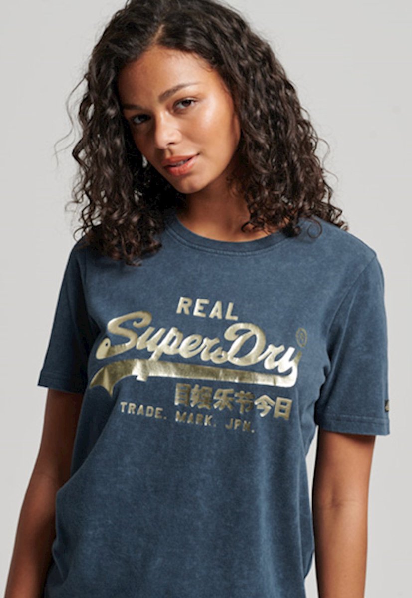 Vintage Logo Embellished T-shirt Vrouwen Blauw