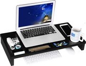 Soof & Tess Monitor Verhoger Standaard - Laptop Beeldschermverhoger - Bureau Beeldscherm Verhoging - Hout - Zwart