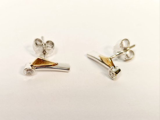 oorknoppen - diamant - 14 karaat - geelgoud - witgoud - bicolor - uitverkoop Juwelier Verlinden St. Hubert – van €1056,= voor €695,=
