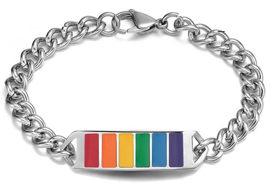 Regenboog Armband - Staal - Rainbow - LGBTQ - Pride - Cadeau voor Man - Mannen Cadeautjes